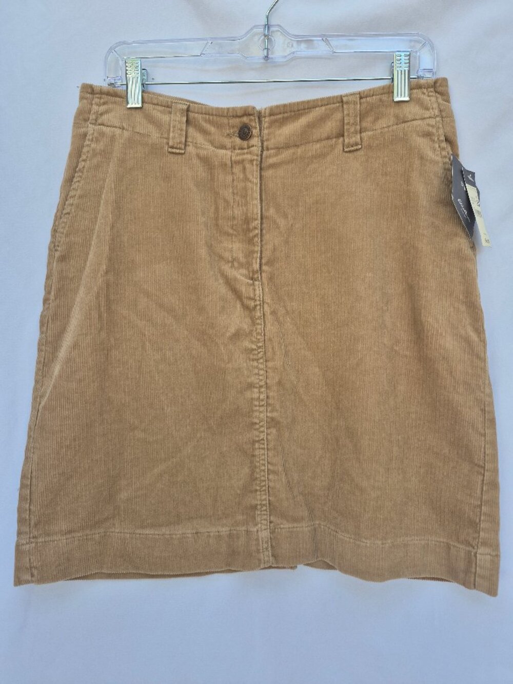 NWT Eddie Bauer Women's Camel Tan Stretch Corduroy Skirt $42 Size 10